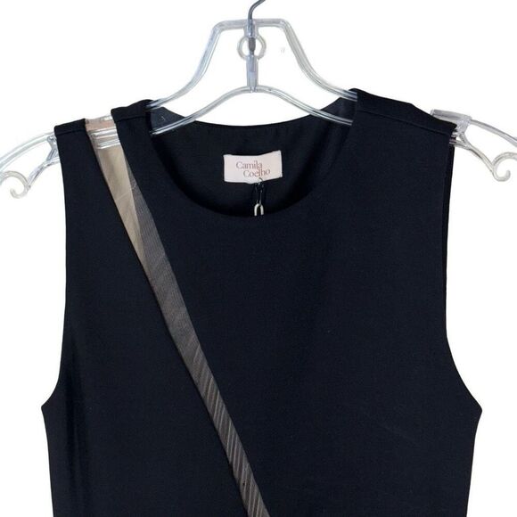 Camila Coelho Alex Maxi Dress in Black Asymmetric Cutout Column Slit XS FLAWS - Picture 8 of 15